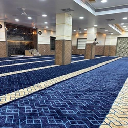 Polyester Blue Mosque Carpet Knitted and hand-made