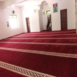 Maroon Masjid Carpet Glossy Finishing Type