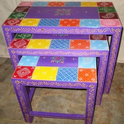 Painted Wooden Table — Painted Technique Brown color