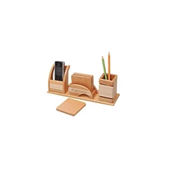 Wooden Base Metal Pen Stand