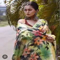 Digital print Bapta Silk Sarees with Blouse Piece