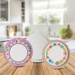 Multicolor Buffet Plate, Pattern Printed