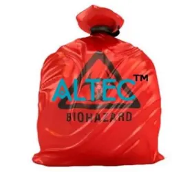 Packaging Type 25 standard, Pack contain 5 Biohazard Bags, Material Plastic, Color Red