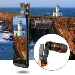 4 in 1 universal Mobile Camera with 12X Zoom, Macro, Wide Angel, Fish Eye, Color Gold, Black