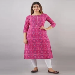 Pink Cotton Ladies Kurti