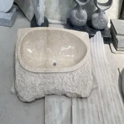 Table Top Wash Basin, Shape Round, PatternStyle Designer, Material Marble