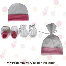 Color Blue white pink, red orange, Style Caps and Mittens Baby Mittens Caps Gloves Booty Combo Set, Age New born upto 9 months