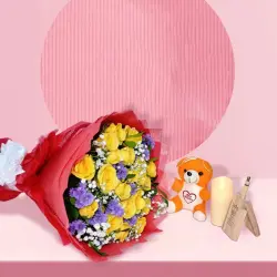 Multicolor Red Roses Bouquet, Size Basket type