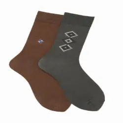 Khaki pure combed cotton terry socks, Wash Care Machine wash