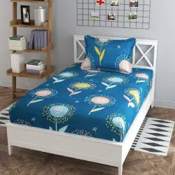 Bedsheet With 1 Pillow Cover, For Home, Hotel, Size Single