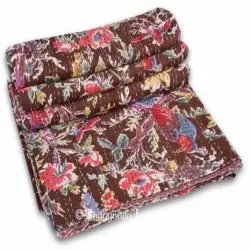 Cotton Kantha Quilt Patchwork Print, Design Printed