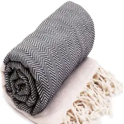 Black Printed Towel Beach Throw, Packaging Type Pocket