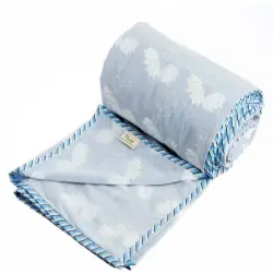 Green Base Dohar Blanket, Material Cotton