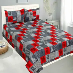 Minimum area Green Leaves Designer Printed Bed Sheet, Thread Count 210