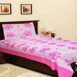 Multicolor Single Bedsheet With 2 Pillow Covers, Material Cotton