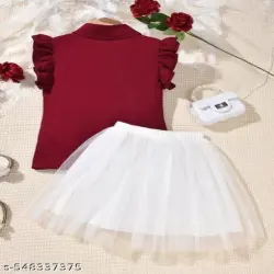 Kids Top Skirt Set, Bottom Pattern Checked