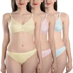 Printed Bra Panty Set, Fabric Hosiery
