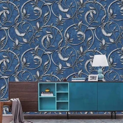 Blue Pvc Wallpaper, Stripes, classic and traditional