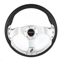 Aluminum Steering Wheel, Three spoke, silver, black
