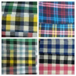 100-150 Cotton Check Fabrics, Color Available in Blue, Brown, Green etc