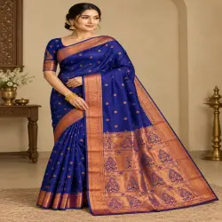 Comfort Lightweight, Fabric Quality Silk Blend, Border Width 68 inches, Traditional Semi Silk Paithani Saree by Sainath Global Exporter, Sainath Global Exporter