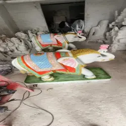 Makrana Marble Elephant Statue Pair for Home Entrance, Hotels & Luxury Interiors
