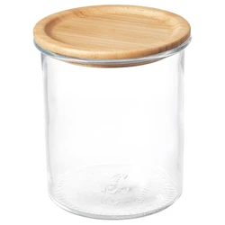 Bamboo Lid Glass Jar, Airtight lid, transparent