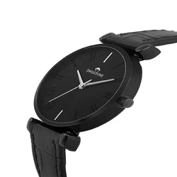 Strap Black Leather Watch