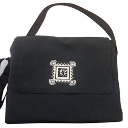 Black Cotton Laptop Bag 