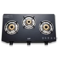 Black Three Burner Gas Stove, Superior matte finish