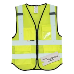 Multi pocket Reflective Jacket , Zipper,  Neck style
