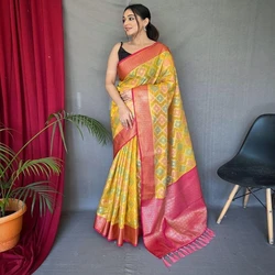 Washable Golden Cotton Silk Saree