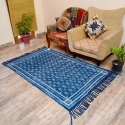 Printed Indigo Cotton Rugs