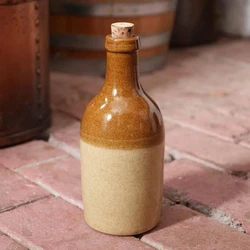 Ceramic Beer Bottle, Cylindrical shape, natural color