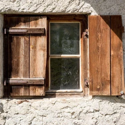 Vintage Wooden Window Shutters, Black and white color