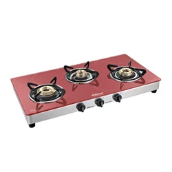 Sunflame Three Burner Glass Top, Easy to maintain