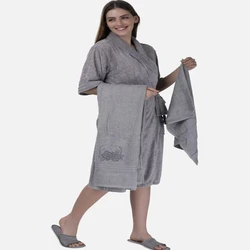 Gray Cotton Bath Robe