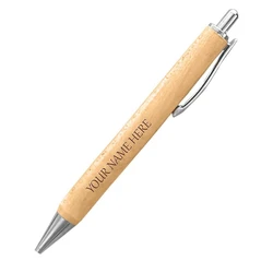 Engraved Wooden Ball Pen — Round shape 4 6inch length
