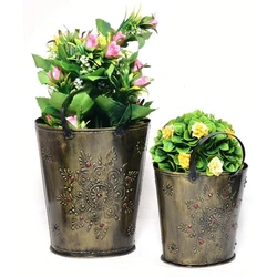 Flower Plant Iron Bucket