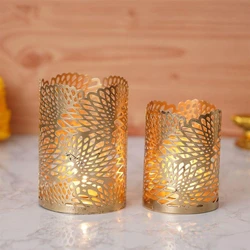 Table Candle Holder — Golden color handmade iron base