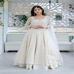 Branded Designer Embroider Raw Silk Anarkali Dress