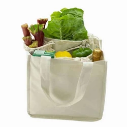 Vegetable Cotton Carry Bag, Loop handle, white color