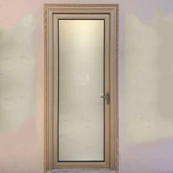 Glass Aluminium Bathroom Door, Silver color, polished