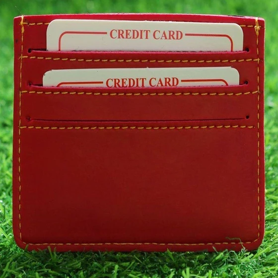 Square Leather Card Holder — Brown color hotel usage