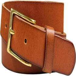 Leather Grain Genuine Belt — Solid brass 3 6 cm