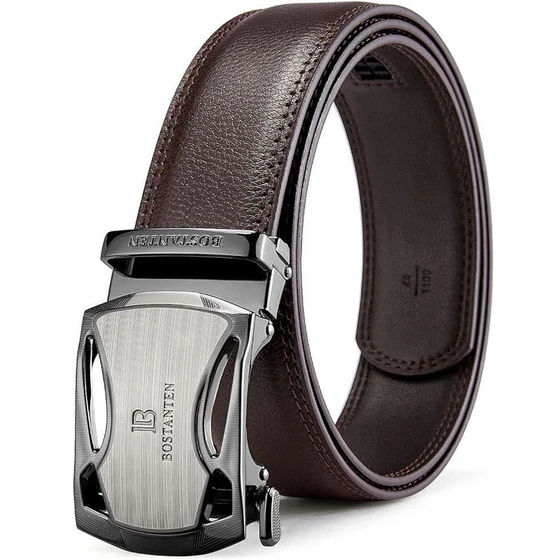 Adjustble Mens Leather Belt — Comfortable coffee
