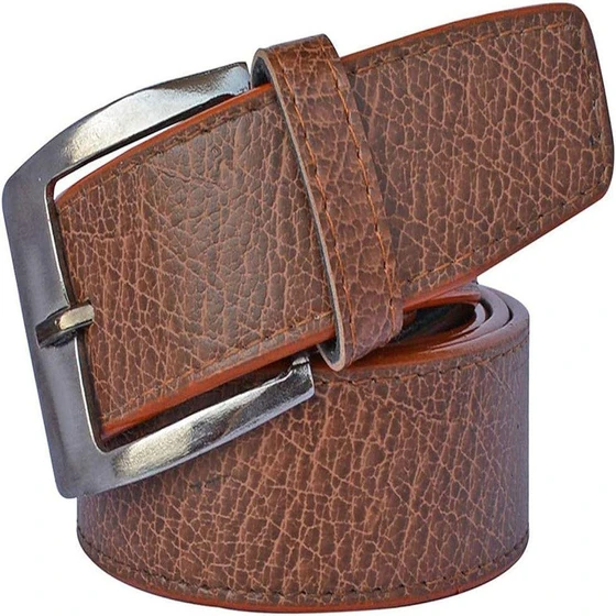 Brown Synthetic Belt — Smooth texture plain