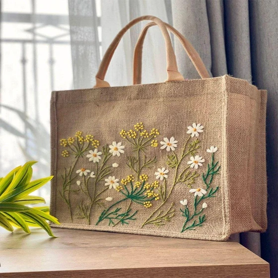 Embroidered Jute Bags — Lightweight multicolor