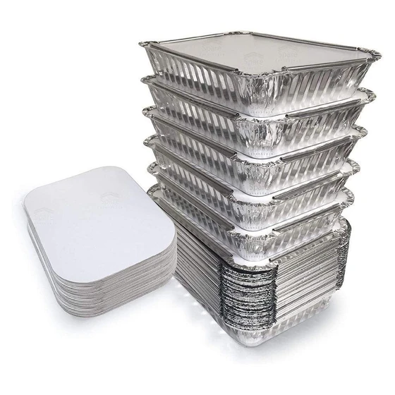 Aluminum Foil Containers — Silver And Rectangular