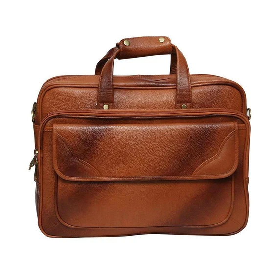 Leather Laptop Office Bag — Chocolate brown color